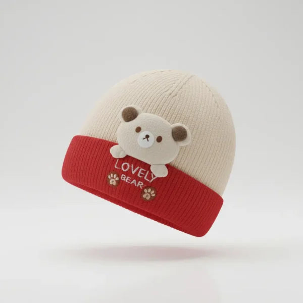 Lovely Bear Knitted Winter Imported Cap (6M-18M) – 4 Colors