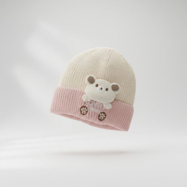 Lovely Bear Knitted Winter Imported Cap (6M-18M) – 4 Colors