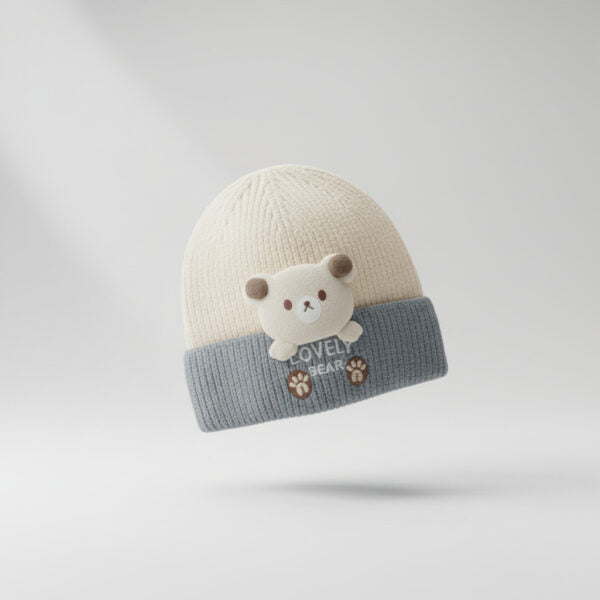Lovely Bear Knitted Winter Imported Cap (6M-18M) – 4 Colors