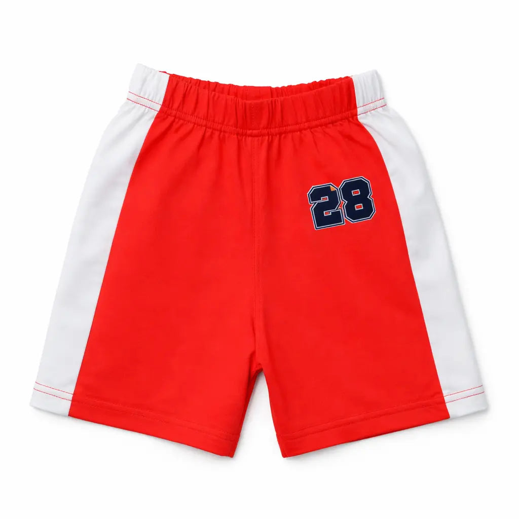 Red & White Athletic T-Shirt and Shorts Suit (Imported) – 1 to 5Y shorts