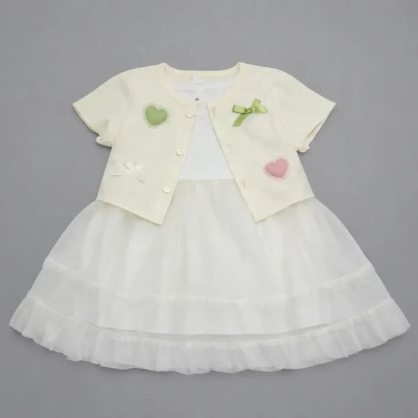 Ribbed Cardigan Tulle Tutu Dress Set – Imported – 1 TO 6Y