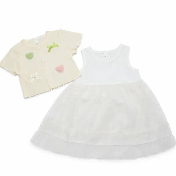 Ribbed Cardigan Tulle Tutu Dress Set – Imported – 1 TO 6Y