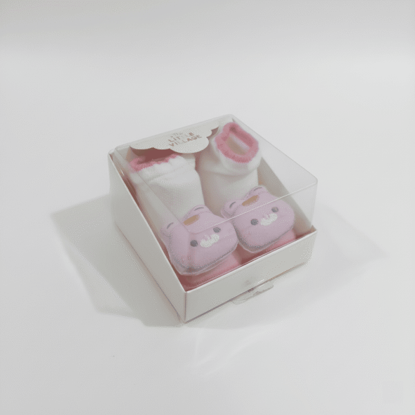 The Little Village Baby Socks – Dark Pink (Soft Cotton) – 3D Animal Design
