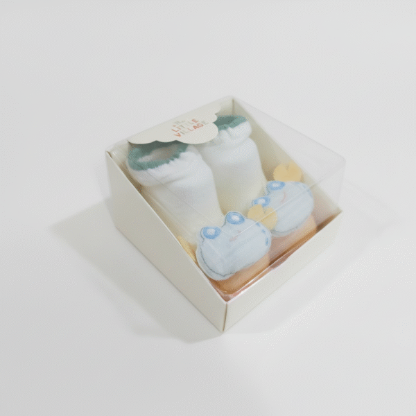 The Little Village Baby Socks – Green (Soft Cotton) – 3D Animal Design