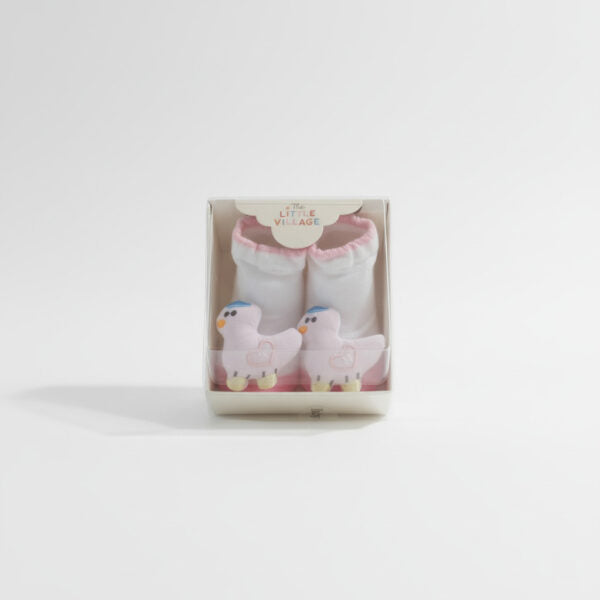 The Little Village Pink Baby Socks (Soft Cotton) – 3D Animal Design