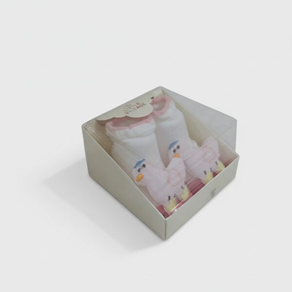 The Little Village Pink Baby Socks (Soft Cotton) – 3D Animal Design