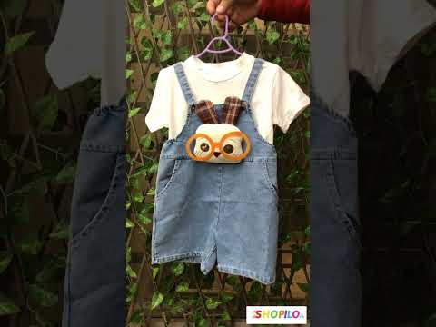 Imported 2-Piece Denim Dungaree Set – Cartoon Patch 1 TO 6Y