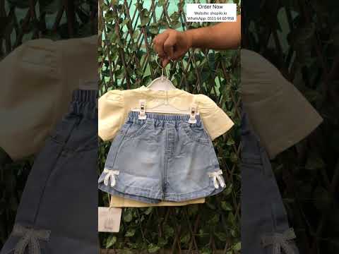 Girls White T-Shirt & Denim Shorts Outfit Set (Imported) – 1 to 5Y
