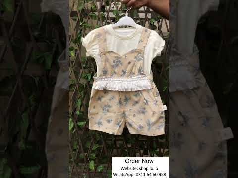 Imported Floral Suspender Romper Set Puff Sleeve 6M to 3Y