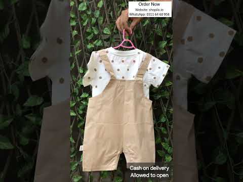 Beige Polka Dot Flower Dungaree Set Imported 6 to 24M