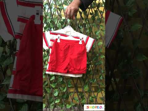 Nautical Striped T-Shirt and Red Shorts (Imported) – 6M to 3Y
