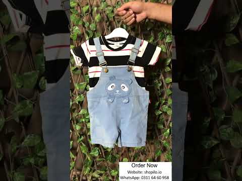Imported Striped T Shirt & Bear Denim Dungaree 6M to 4Y