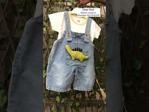 Dinosaur T Shirt & Denim Dungaree Shorts for Boys 1 to 5Y