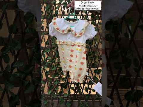 Baby Girl Fruit Print Romper with Peter Pan Collar – 6M TO 3Y