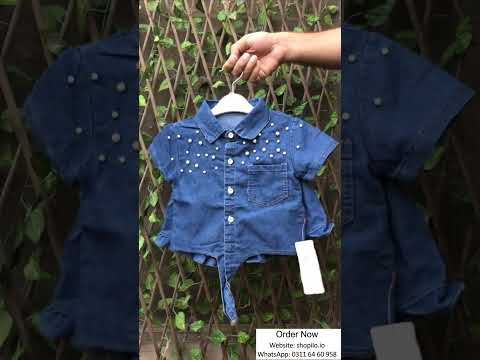 Denim Pearl Embellished Shirt & Ruffle Shorts 6M to 5Y