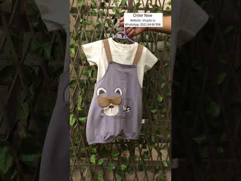 Imported 2 Piece Bear Print Dungaree Romper Set 6M to 3Y