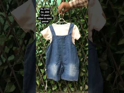 T-Shirt & Denim Dungaree Shorts Outfit Set (Imported) – 1 to 5Y